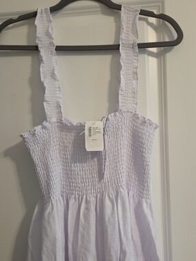 CAARA Smocked White Sundress with Ruffle Straps